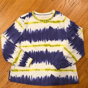 AnyBody Tie-Dye Long Sleeve Shirt - Blue and Yellow